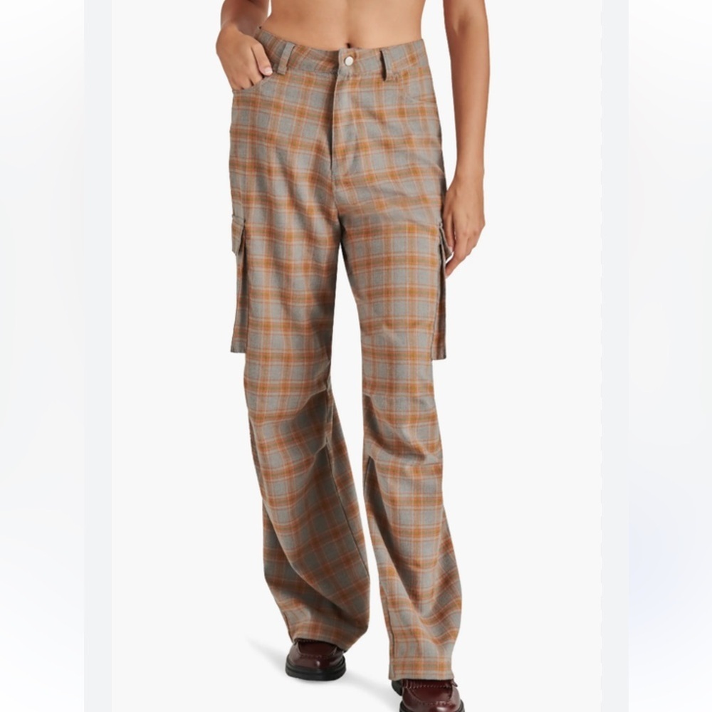 Steve Madden Ilaria Plaid Wide-Leg Cargo Pants